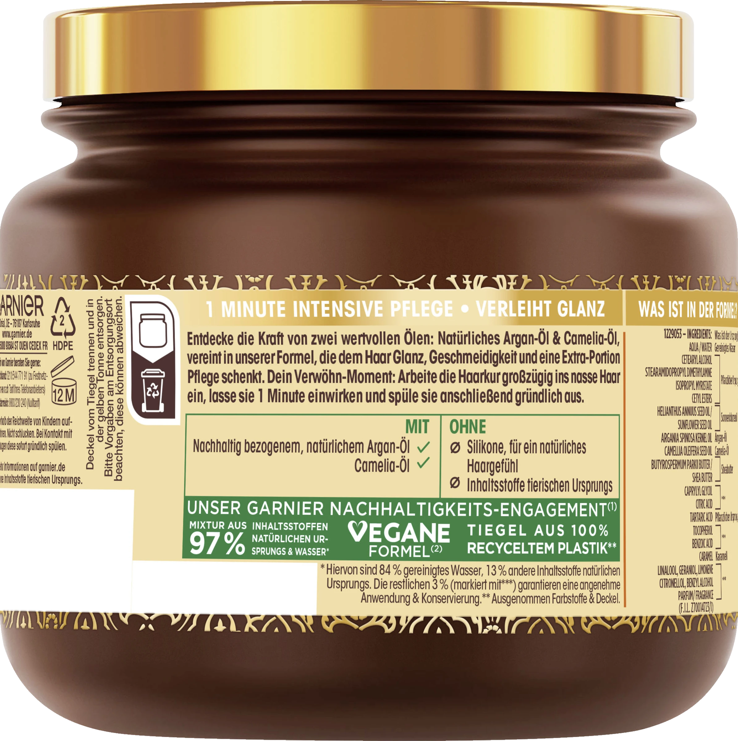 Garnier Wahre Schätze 1-Minute Haarkur Argan & Camelia-Öl 4 Garnier Wahre Schätze 1-Minute Haarkur Argan & Camelia-Öl – Bild 2