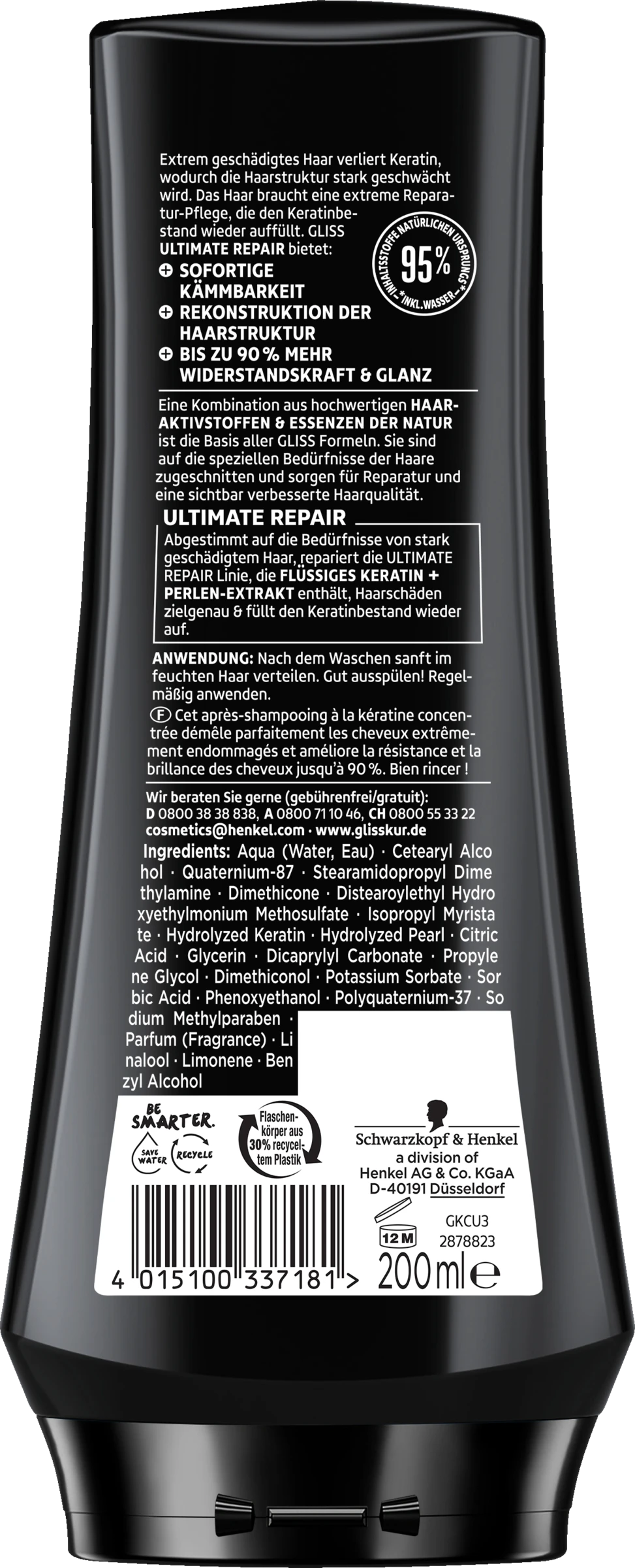 Schwarzkopf Gliss Ultimate Repair Reparatur-Spülung 4 Schwarzkopf Gliss Ultimate Repair Reparatur-Spülung – Bild 2