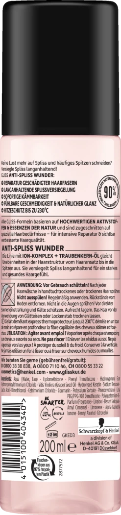 Schwarzkopf Gliss Anti-Spliss Wunder Express-Repair-Spülung -Mandarina Duck Fragrances-Shop MAM 10416089 SHOP IMAGE 1.4