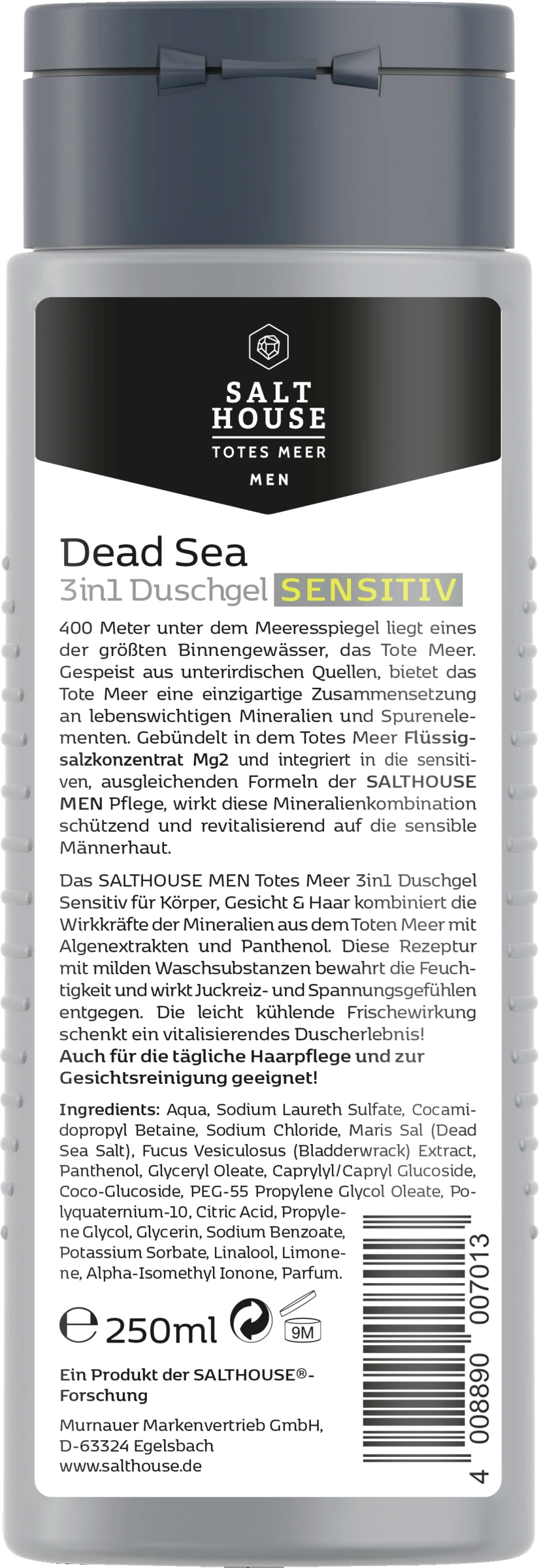 Salthouse Totes Meer Körper, Gesicht & Haar Duschgel Sensitiv 4 Salthouse Totes Meer Körper, Gesicht & Haar Duschgel Sensitiv – Bild 2