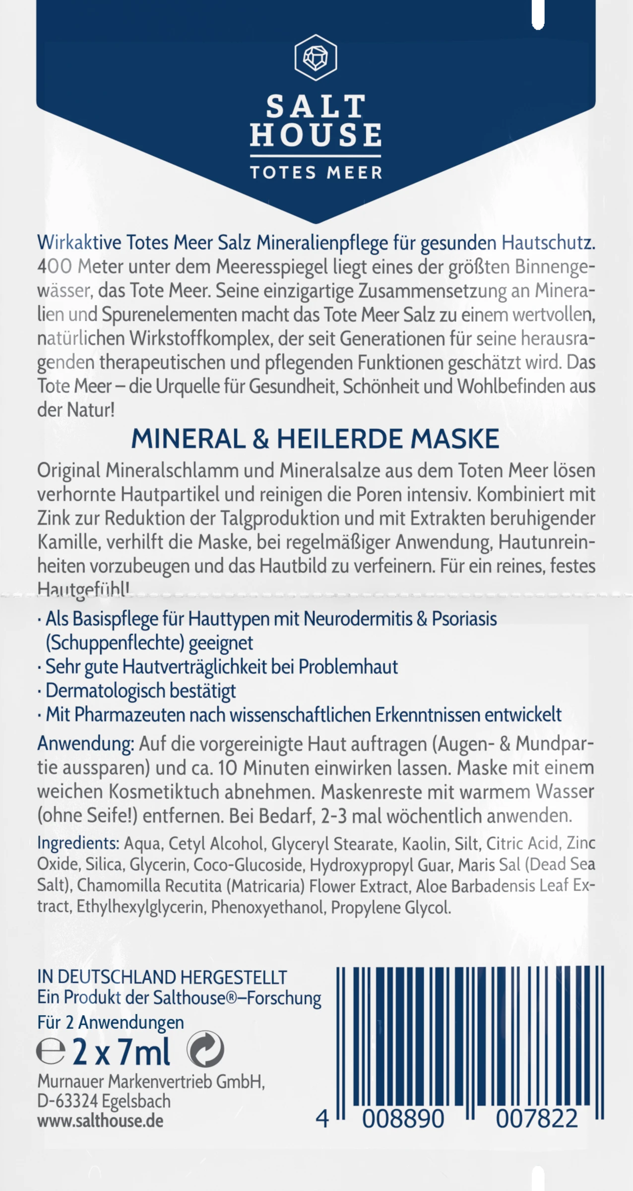 Salthouse Totes Meer Therapie Mineral & Heilerde Maske 4 Salthouse Totes Meer Therapie Mineral & Heilerde Maske – Bild 2