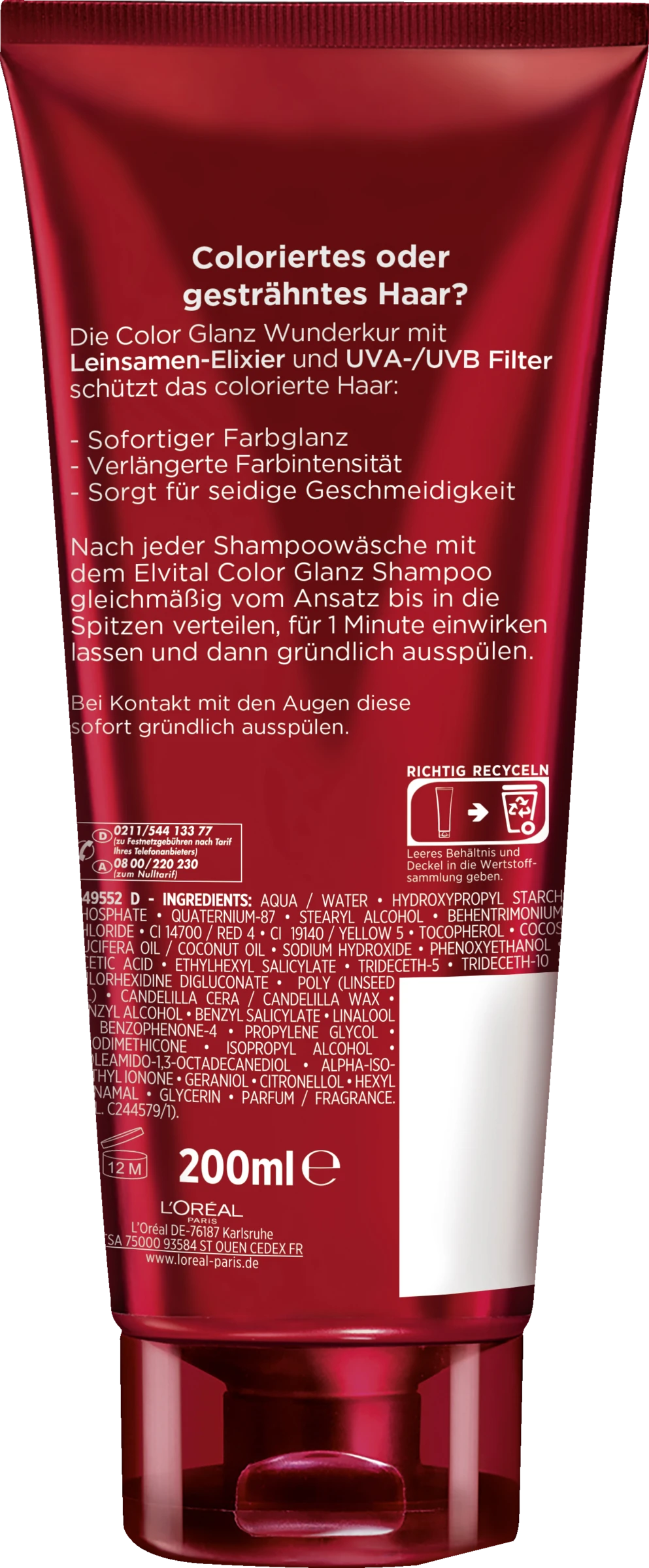 L’Oréal Paris Elvital Wunder-Farbglanzkur Color Glanz 200ml 4 L’Oréal Paris Elvital Wunder-Farbglanzkur Color Glanz 200ml – Bild 2