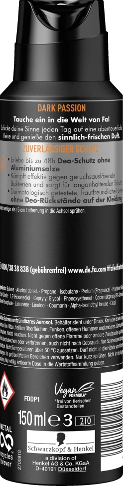 Fa Men Deodorant & Bodyspray Dark Passion -Mandarina Duck Fragrances-Shop MAM 7369282 SHOP IMAGE 1.4