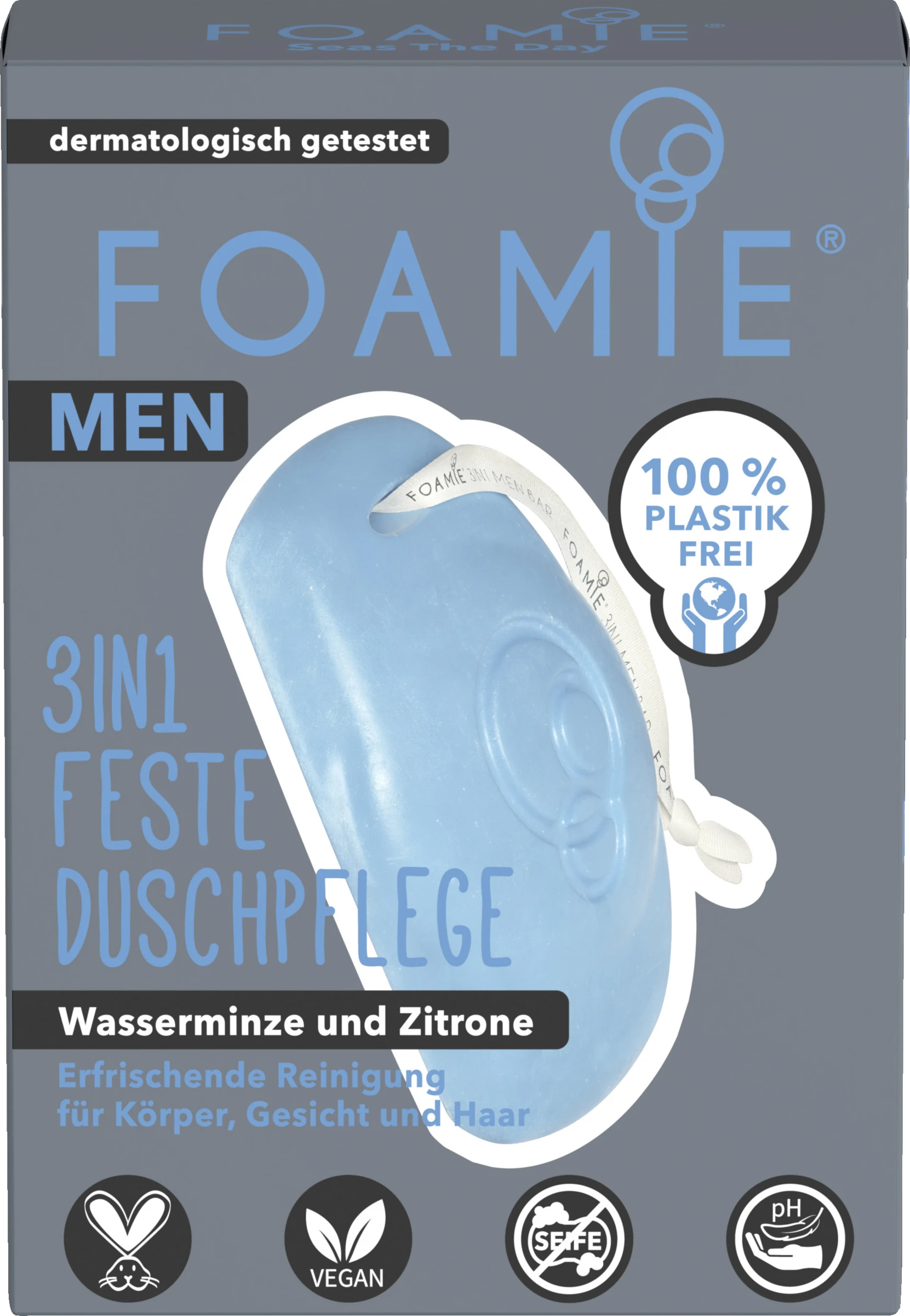 Foamie MEN 3in1 Feste Duschpflege Wasserminze & Zitrone 3 Foamie MEN 3in1 Feste Duschpflege Wasserminze & Zitrone