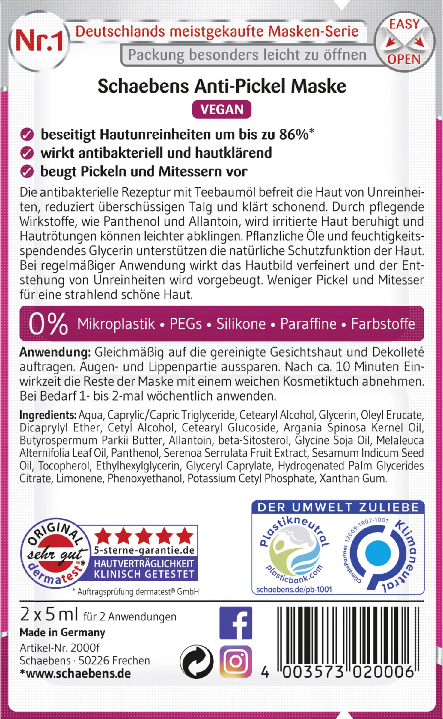 Schaebens Anti-Pickel Maske 10er Beutel 5 Schaebens Anti-Pickel Maske 10er Beutel – Bild 3