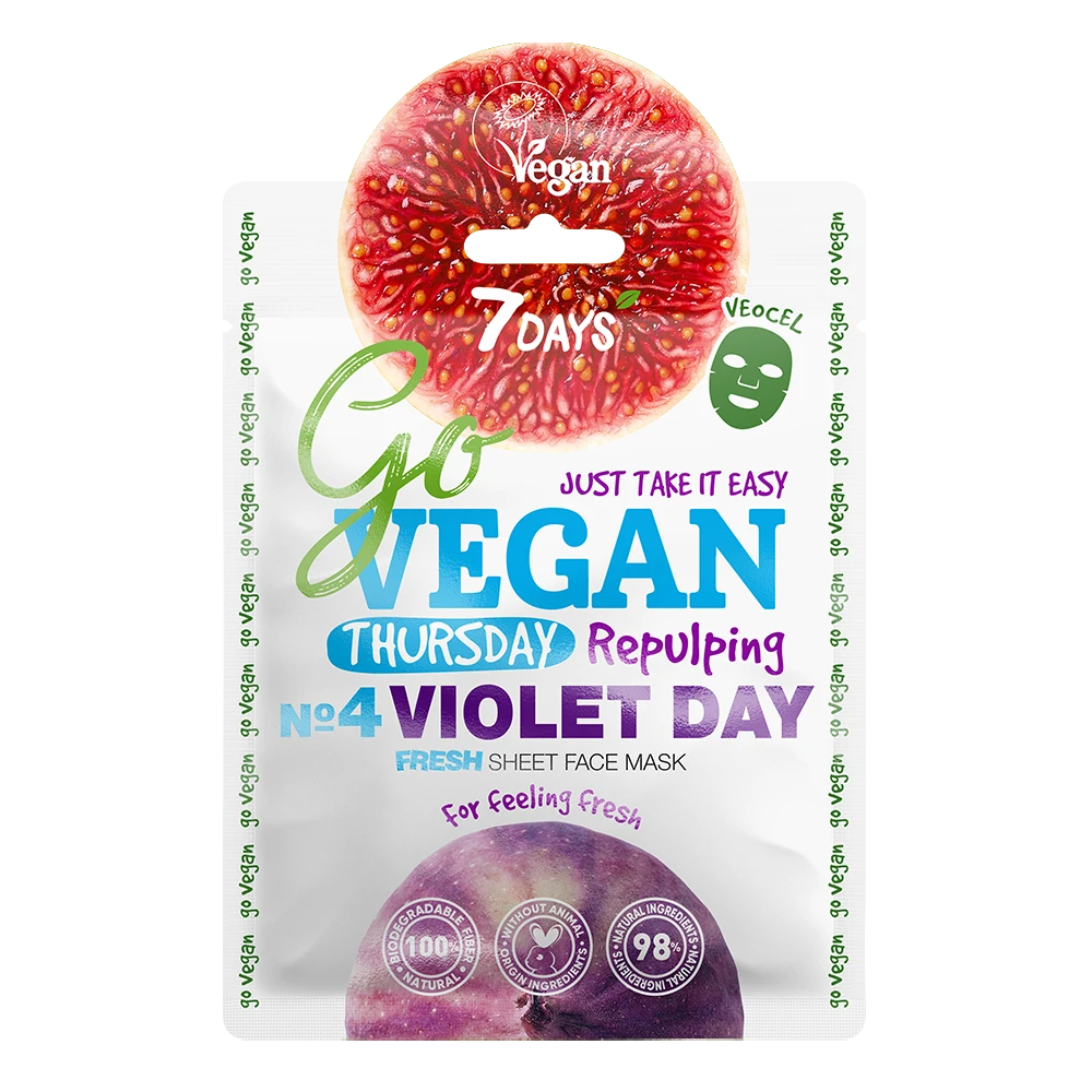 7DAYS Go VEGAN THURSDAY VIOLET DAY Tuchmaske 3 7DAYS Go VEGAN THURSDAY VIOLET DAY Tuchmaske