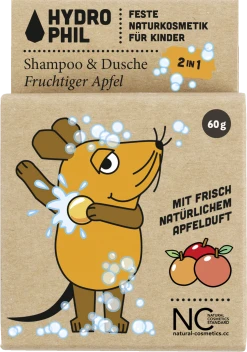 HYDROPHIL Festes Kinder Shampoo & Dusche 2in1 Maus Fruchtiger Apfel