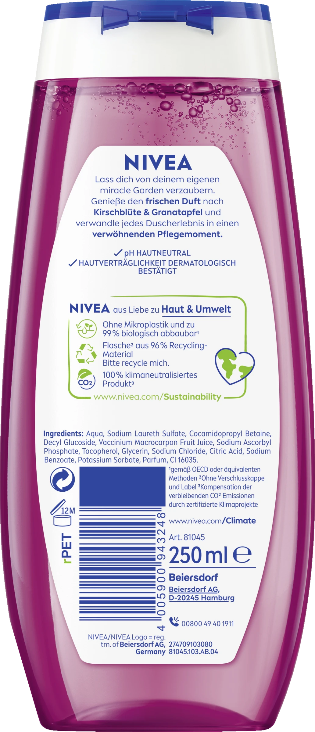 NIVEA Pflegedusche Miracle GARDEN Kirschblüte & Granatapfel Duft 4 NIVEA Pflegedusche Miracle GARDEN Kirschblüte & Granatapfel Duft – Bild 2