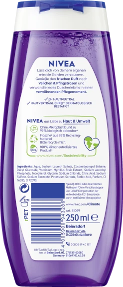 NIVEA Pflegedusche Miracle GARDEN V Eilchen & Pfingstrosen Duft -Mandarina Duck Fragrances-Shop MAM 8542075 SHOP IMAGE 2.3