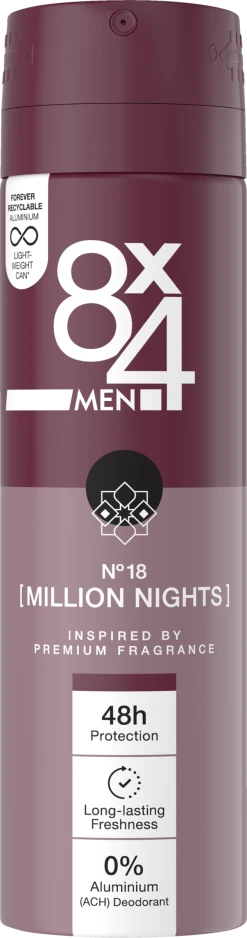 8x4 MEN Anti-Transpirant Spray N°18 Million Nights
