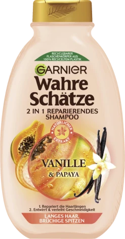 Garnier Wahre Schätze 2in1 Reparierendes Shampoo Vanille & Papaya