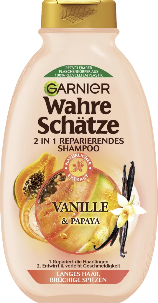 Garnier Wahre Schätze 2in1 Reparierendes Shampoo Vanille & Papaya 3 Garnier Wahre Schätze 2in1 Reparierendes Shampoo Vanille & Papaya
