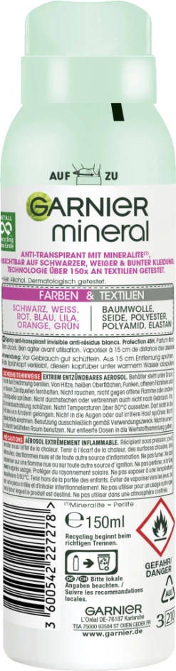 Garnier Mineral Invisible Protection Black, White Colors Spray Anti-Transpirant -Mandarina Duck Fragrances-Shop MAM 8999157 SHOP IMAGE 1.4