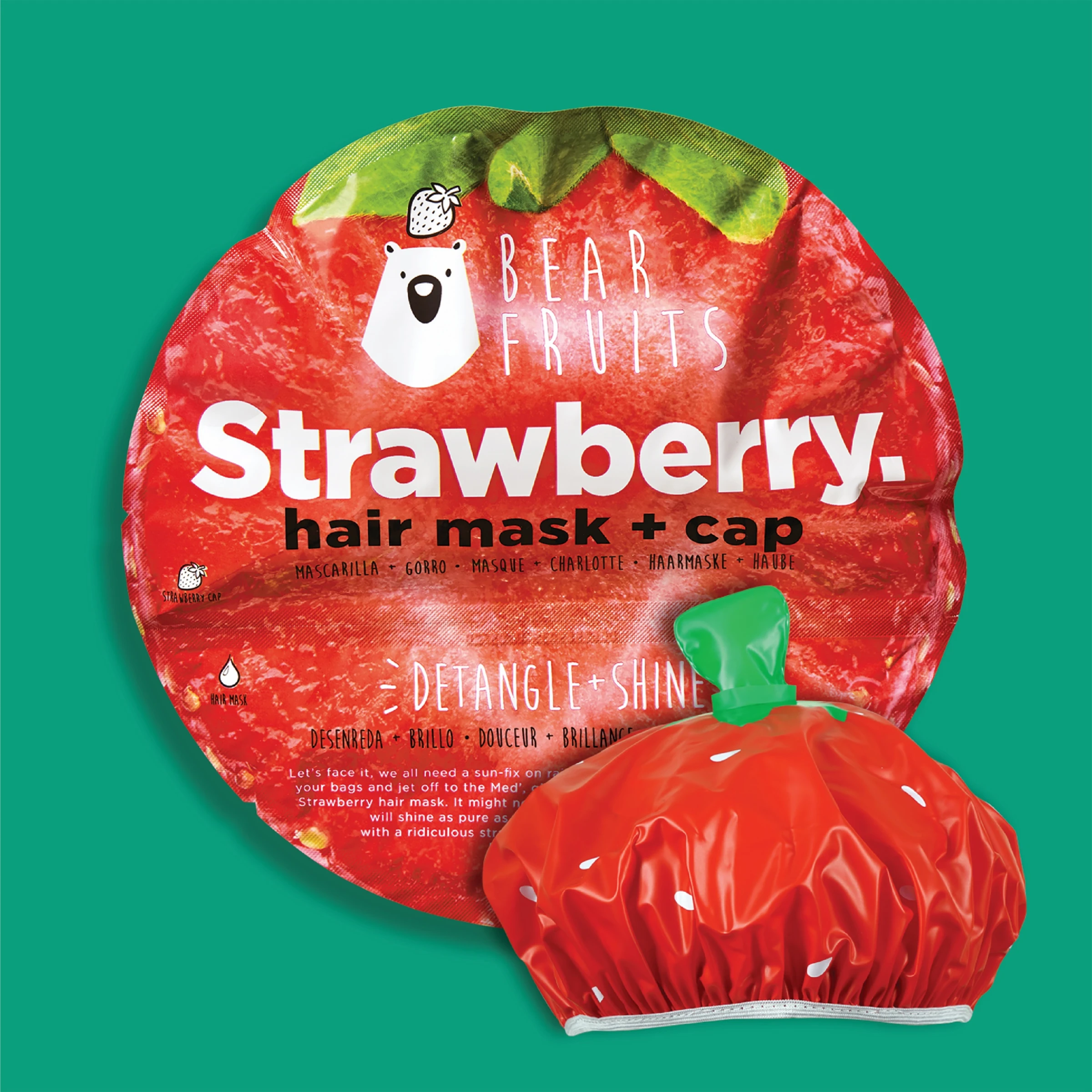 Bear Fruits Haarmaske Strawberry + Cap 5 Bear Fruits Haarmaske Strawberry + Cap – Bild 3