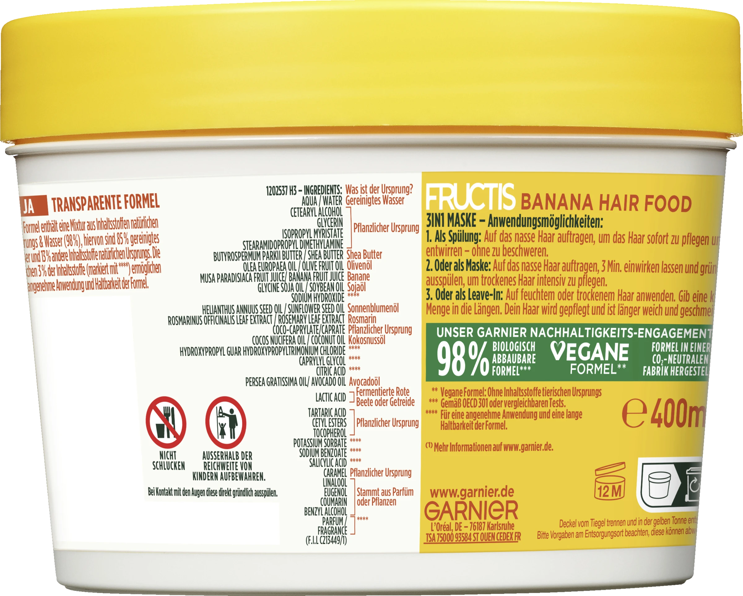 Garnier Fructis Pflegendes Banana Hair Food 3in1 Maske 4 Garnier Fructis Pflegendes Banana Hair Food 3in1 Maske – Bild 2